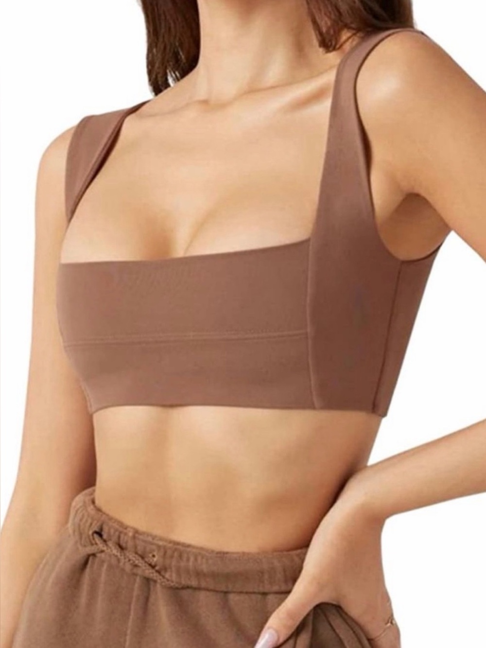 NWT Joah Brown Square Neck Bandeau Bra in Mocha Size ML